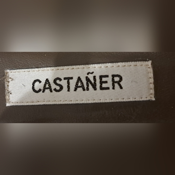 Castaner Metallic Gold Silk & Jute Wedge Boho Neutral Peep Toe Heel Shoe SZ 38 - Picture 8 of 9